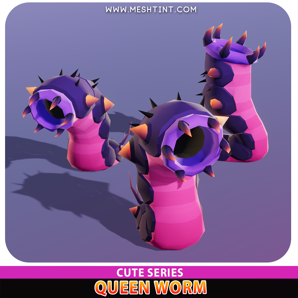 Queen Worm earthworm insect Meshtint 3d model unity low poly game fantasy creature monster Pokemon