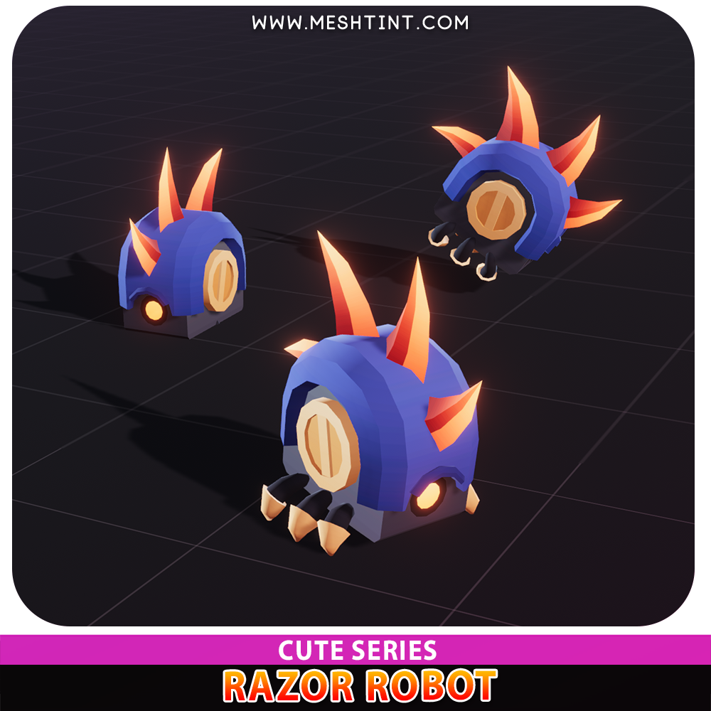 Razor Robot Cute Meshtint 3d model unity low poly game sci fi science fiction evolution 