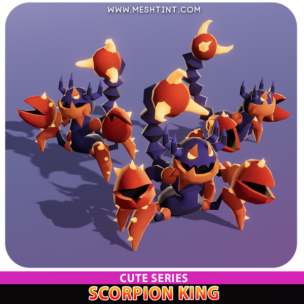 Scorpion King Cute Meshtint 3d model unity low poly game fantasy creature monster evolution evolve