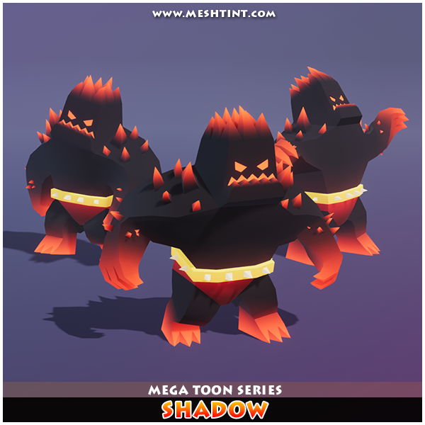 Shadow elemental golem fire flame Meshtint 3d model unity low poly game monster evolution evolve