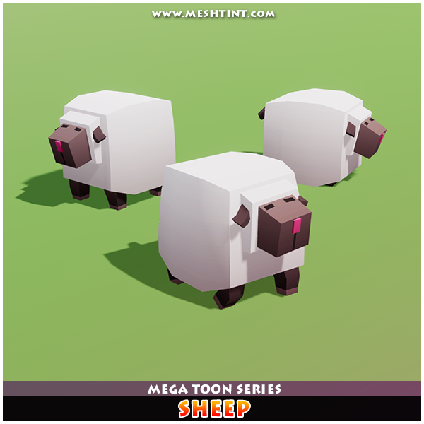 Sheep Mega Toon Farm animals Meshtint 3d model modular character unity low poly game goat