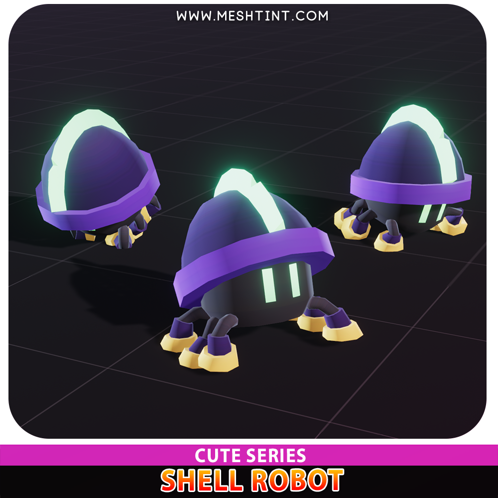 Shell Robot Cute Meshtint 3d model unity low poly game sci fi science fiction evolution NFT