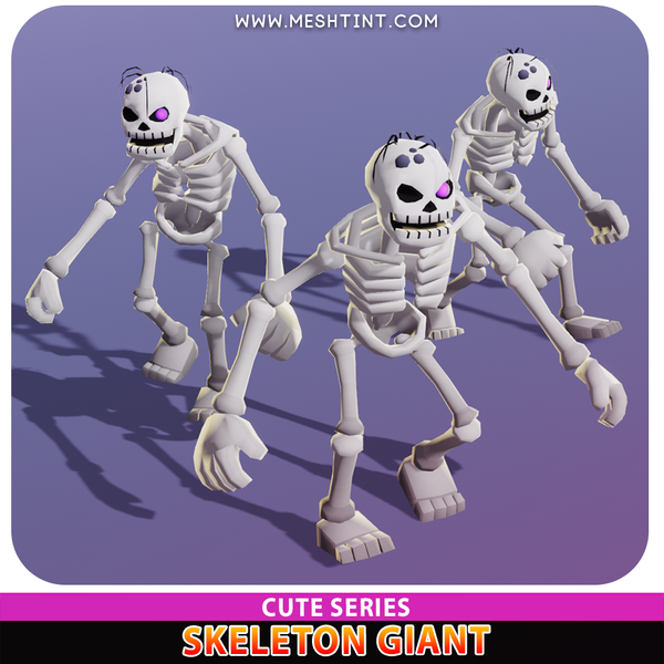 Skeleton Giant Cute Meshtint 3d model unity low poly game evolution evolve halloween cementry