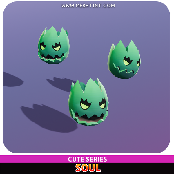 Soul Cute ghost Meshtint 3d model unity low poly game nft fantasy creature monster evolution Pokemon