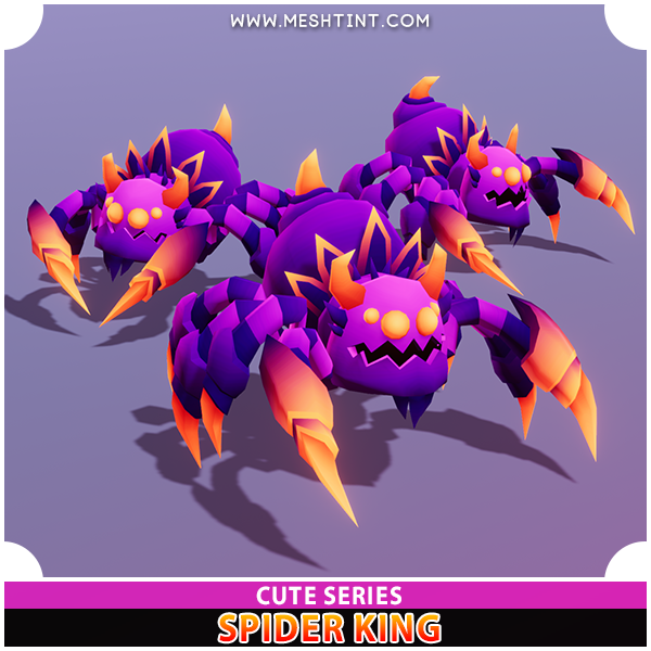 Spider King Cute Series Mesh Tint Shop3DSA Unity3D Game Low Poly Download 3D Model