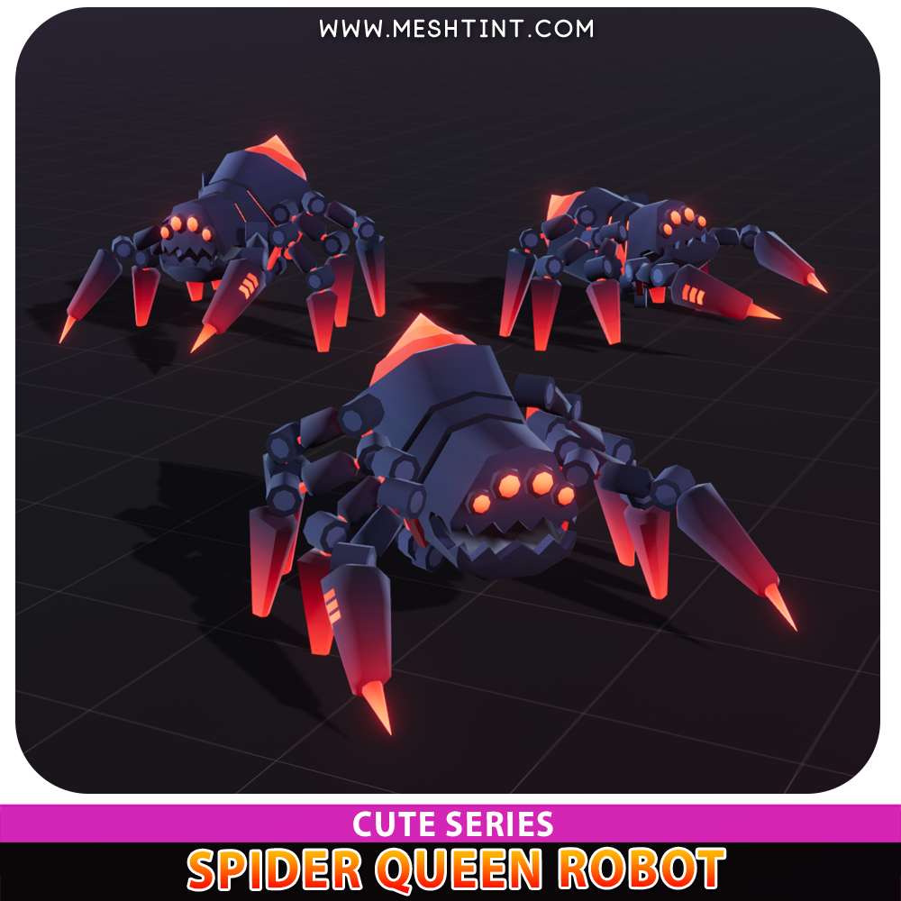 Spider Queen Robot Cute Meshtint 3d model unity low poly game sci fi science fiction evolution