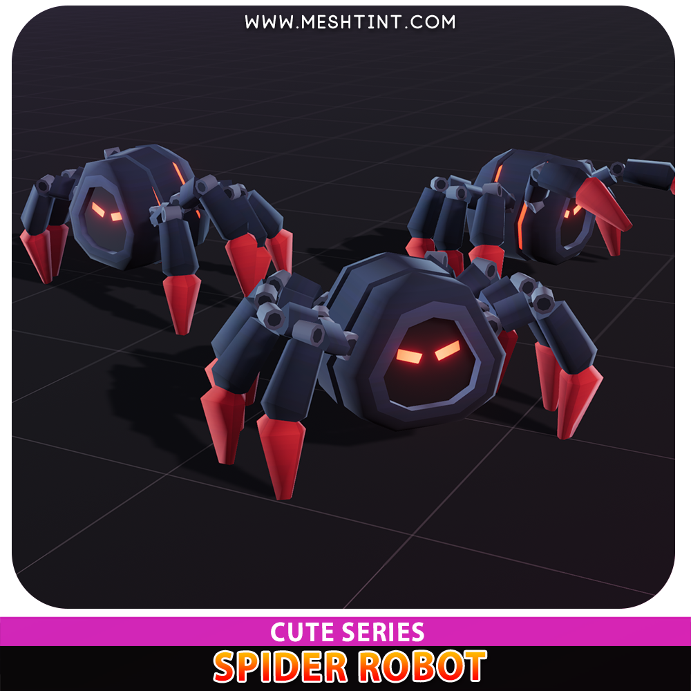 Spider Robot Cute Meshtint 3d model unity low poly game sci fi science fiction evolution NFT