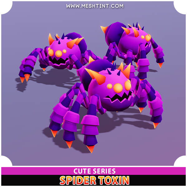Spider Toxin Cute Series Mesh Tint Shop3DSA Unity3D Game Low Poly Download 3D Model