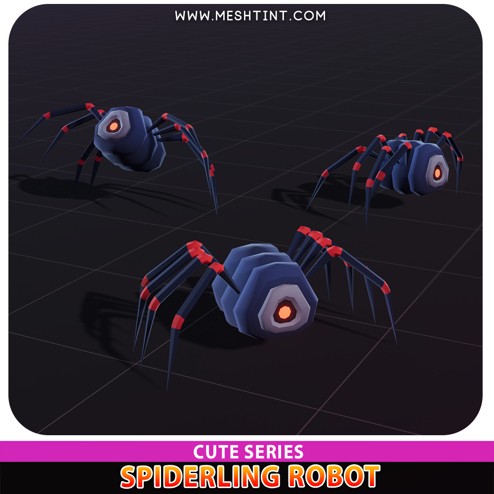 Spiderling Robot Cute Meshtint 3d model unity low poly game sci fi science fiction evolution spider