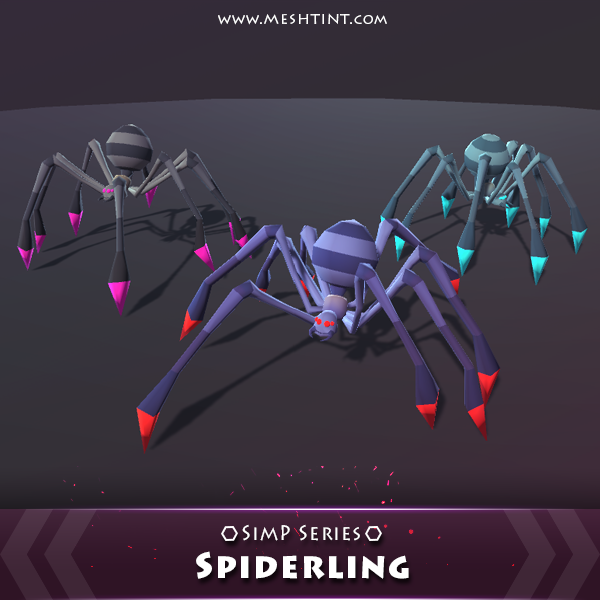Spiderling SimP Series Mesh Tint Shop3DSA Unity3D Game Low Poly Download 3D Model