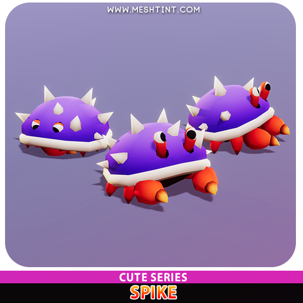 Spike hermit crab Meshtint 3d model unity low poly game fantasy creature monster landmine