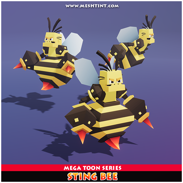 Sting Bee Mega Toon Meshtint 3d model modular character unity low poly game fantasy creature monster