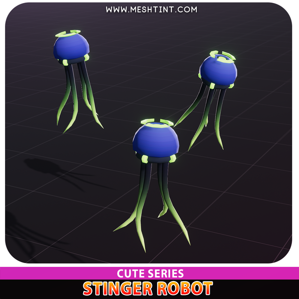Stinger Robot Cute Meshtint 3d model unity low poly game sci fi science fiction evolution NFT