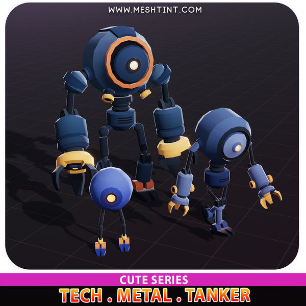 Tech Metal Tanker Robot Cute Meshtint 3d model unity low poly game sci fi science fiction NFT