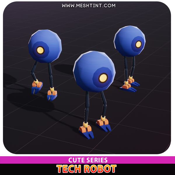 Tech Robot Cute Meshtint 3d model unity low poly game sci fi science fiction evolution NFT