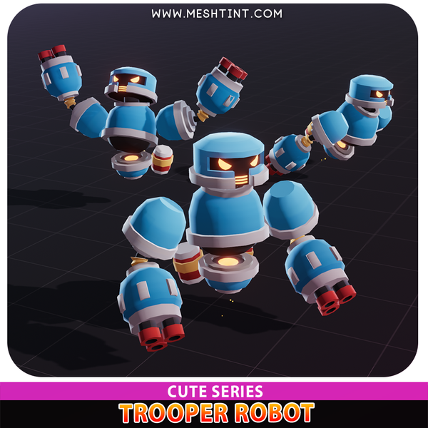Trooper Robot Cute Meshtint 3d model unity low poly game sci fi science fiction evolution 
