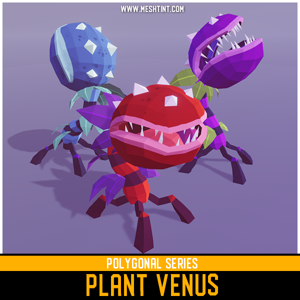 Polygonal Plant Venus Mesh Tint Shop3DSA Unity3D Game Low Poly Download 3D Model