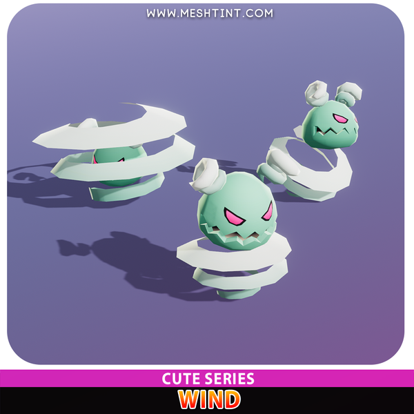 Wind Cute elemental Meshtint 3d model unity low poly game fantasy creature monster evolution Pokemon
