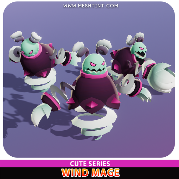 Wind Mage Cute elemental Meshtint 3d model unity low poly game fantasy creature monster evolution