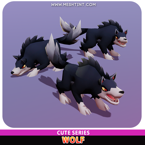 Wolf Cute husky dog Meshtint 3d model unity low poly game fantasy creature monster
