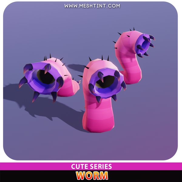 worm earthworm alien cute Meshtint 3d model unity low poly game fantasy creature monster evolution