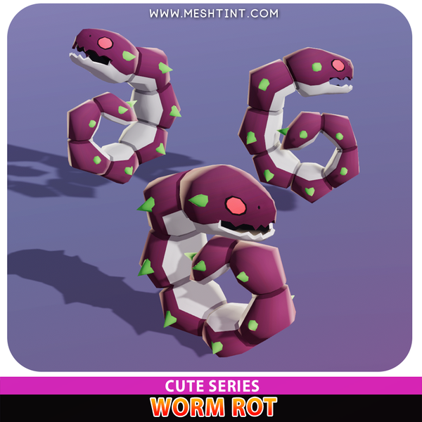Worm Rot Cute Meshtint 3d model unity low poly game fantasy creature monster evolution Pokemon 