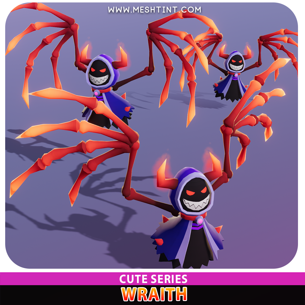 Wraith Cute Meshtint 3d model unity low poly game fantasy creature monster Pokemon Ghost devil