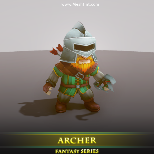 Archer 1.3 Mesh Tint Shop3DSA Unity3D Game Low Poly Download 3D Model
