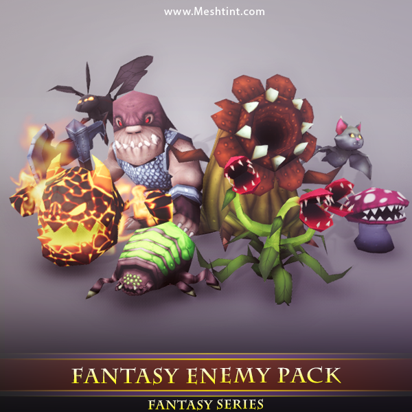Fantasy Enemy Pack 1.8 Mesh Tint Shop3DSA Unity3D Game Low Poly Download 3D Model