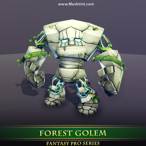 Forest Golem 1.4 Mesh Tint Shop3DSA Unity3D Game Low Poly Download 3D Model