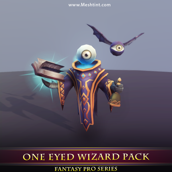 One Eyed Wizard Pack 1.3 Mesh Tint Shop3DSA Unity3D Game Low Poly Download 3D Model