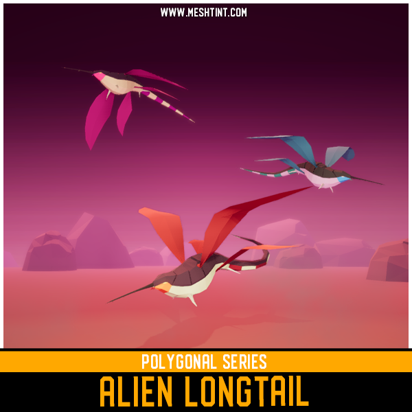 Polygonal - Alien Longtail Mesh Tint Shop3DSA Unity3D Game Low Poly Download 3D Model