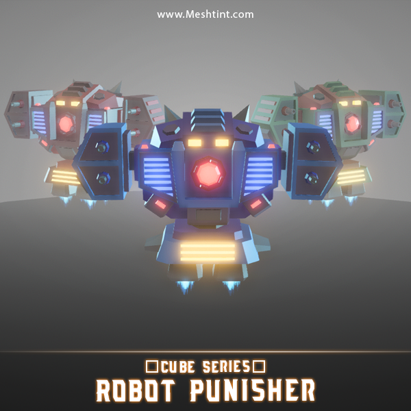 CUBE - Robot Punisher Mesh Tint Shop3DSA Unity3D Game Low Poly Download 3D Model