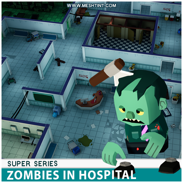 Super Zombies In Hospital Pack Mesh Tint Shop3DSA Unity3D Game Low Poly Download 3D Model